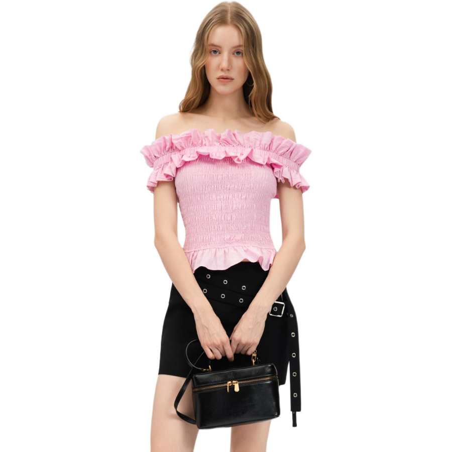 PINKO T Shirts Women's Pink Boat Neck Moderate