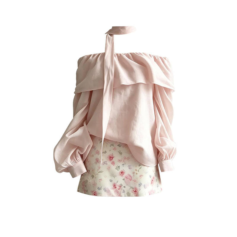 MARIE·COCO Two Piece Skirt Sets Women's Off The Shoulder Moderate Short Skirt