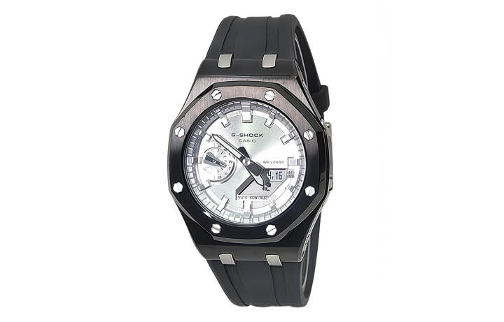 CASIO CASIO Custom Collection Quartz Movement Fluoroelastomer Strap Watch Men's Watches Silver Dial