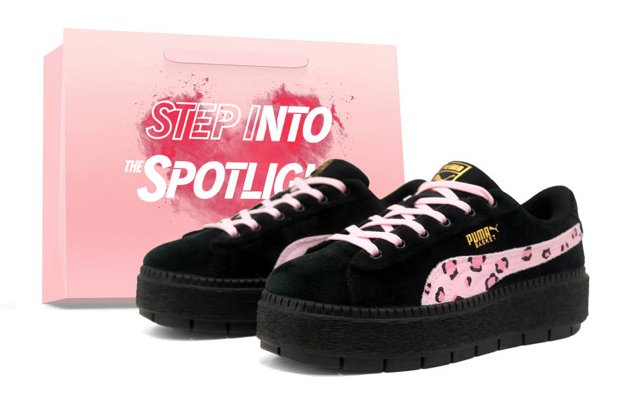 PUMA Platform Trace Low top Skateboard Shoes Women's Black Pink