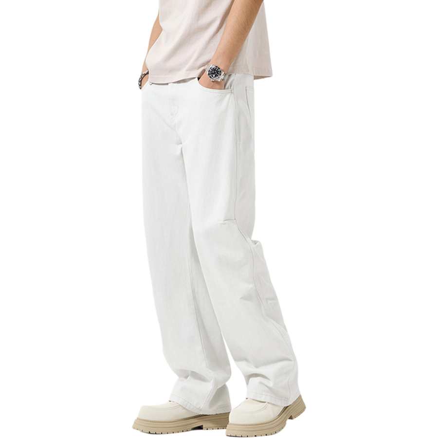 Jeep Jeans Unisex White Moderate Straight Fit Pants