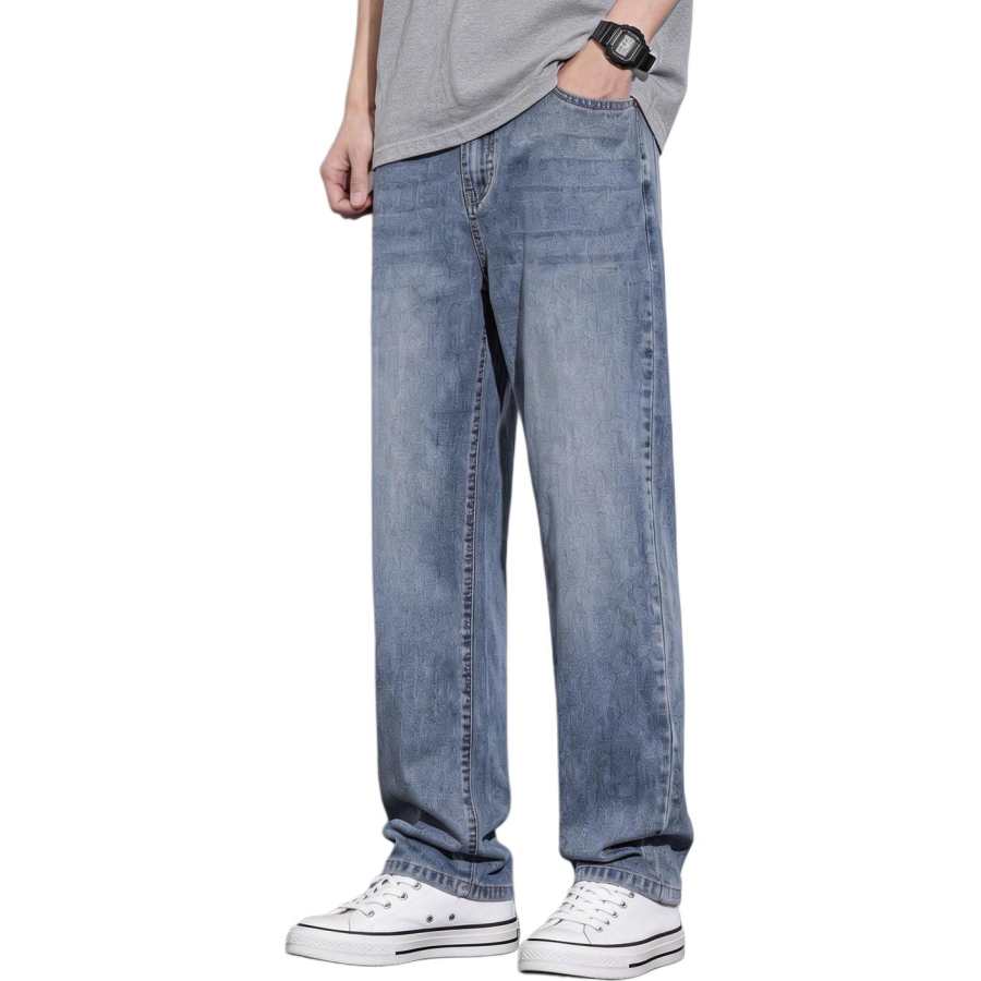 Tonlion Jeans Unisex Thin Straight Fit Pants