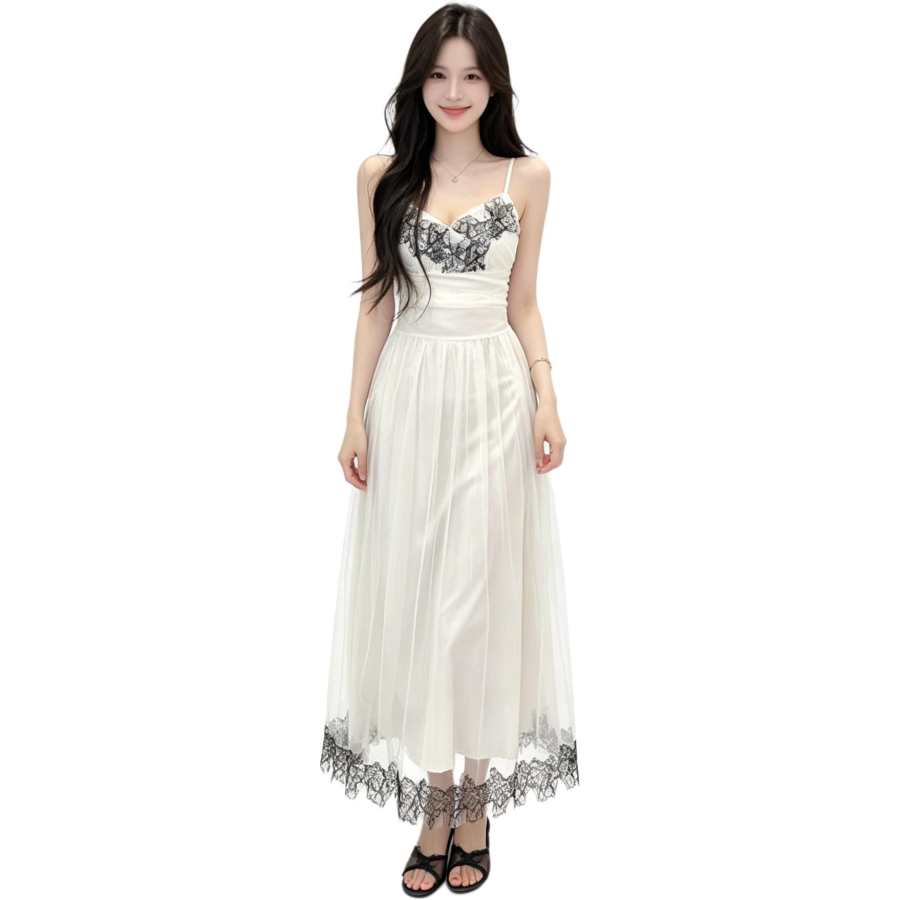 JBBCN Slip Dresses Women's Apricot Camisole Thin Long Skirt
