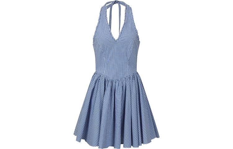 URBAN REVIVO Sleeveless Dress Women's Medium Blue Plaid