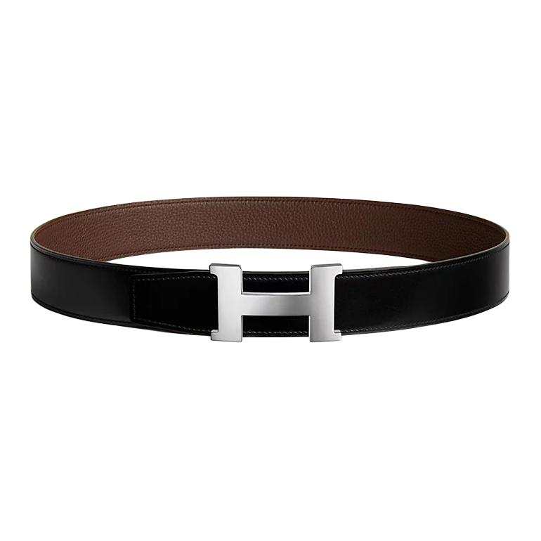 HERMES HERMES Constance Calfskin Leather Belts Men's Width 3.8cm
