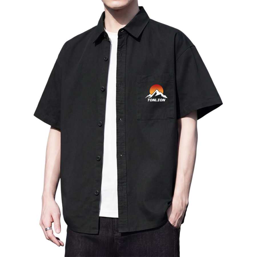 Tonlion Shirts Unisex Lapel Thin Other