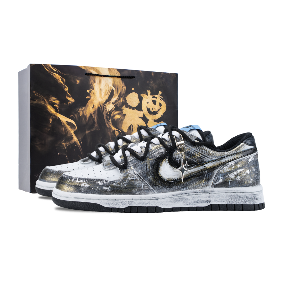 Nike Nike Big Stars Old Order Slip Resistant Abrasion Resistant Low top Skateboard Shoes Men's Gold Black