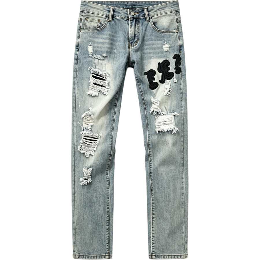 Lnga Landgre Jeans Men's Vintage Blue Moderate Ripped Pants