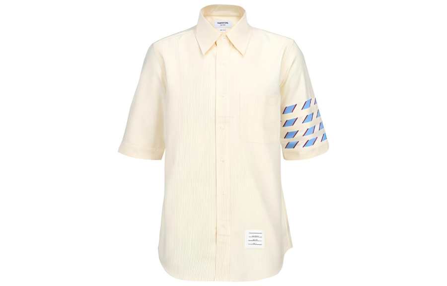 THOM BROWNE THOM BROWNE Shirts Men's Light Beige Lapel Moderate