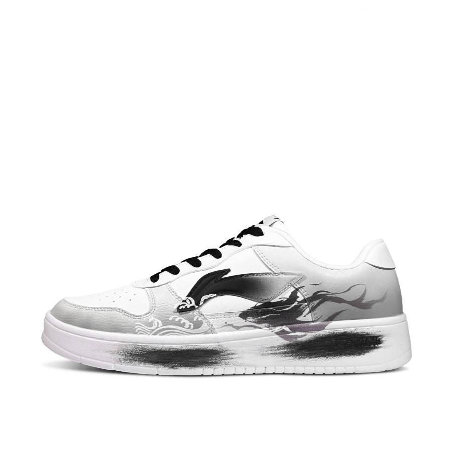 Li-Ning Li Ning Floating Boat Lightweight Abrasion Resistant Low top Skateboard Shoes Men's Black White