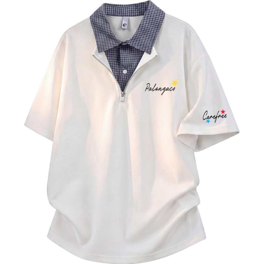 PAL ONGACO Polo Shirts Unisex Lapel Moderate Mock Two Piece