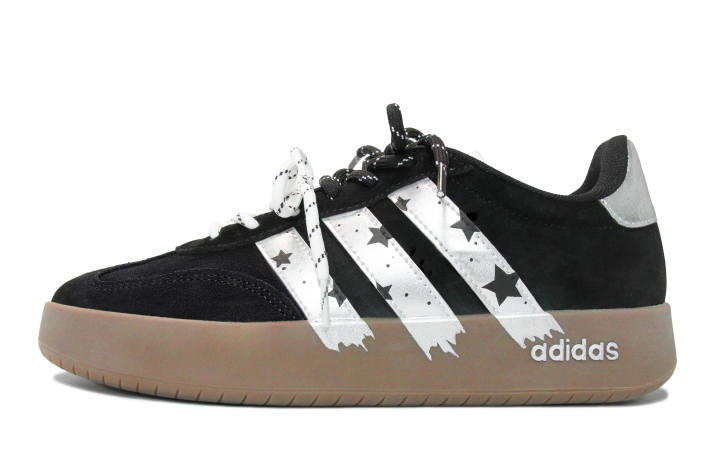 Adidas Adidas BARREDA Walking Planet, Black Silver Flash Star Low top German Army Trainers Unisex Silver Black