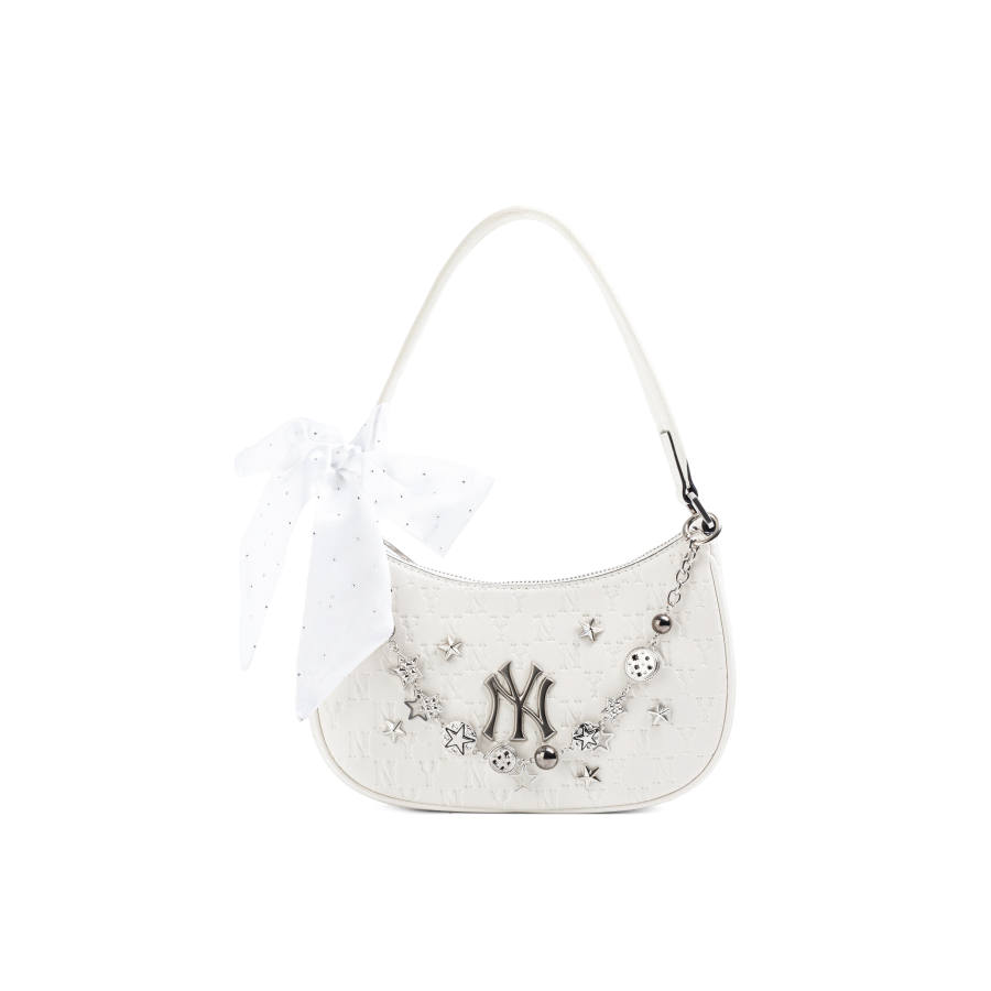 MLB MLB Monogram Collection Artificial Leather Shoulder Bag Regular Unisex Cream White