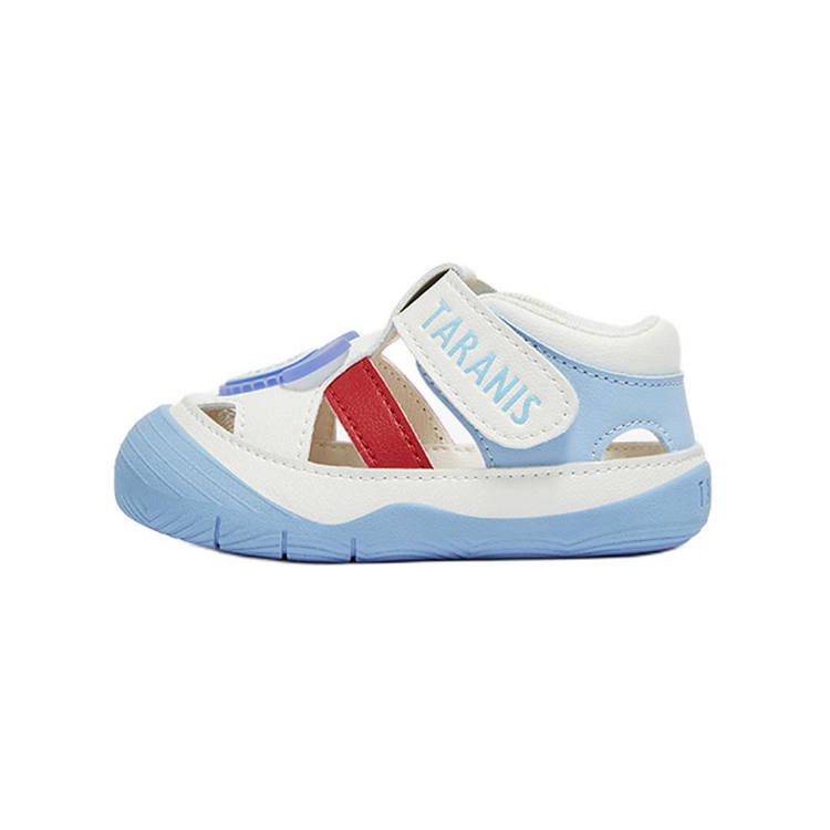TARANIS Slip Resistant Abrasion Resistant Low top Pre Walking Baby Shoes White Blue Infant And Toddler