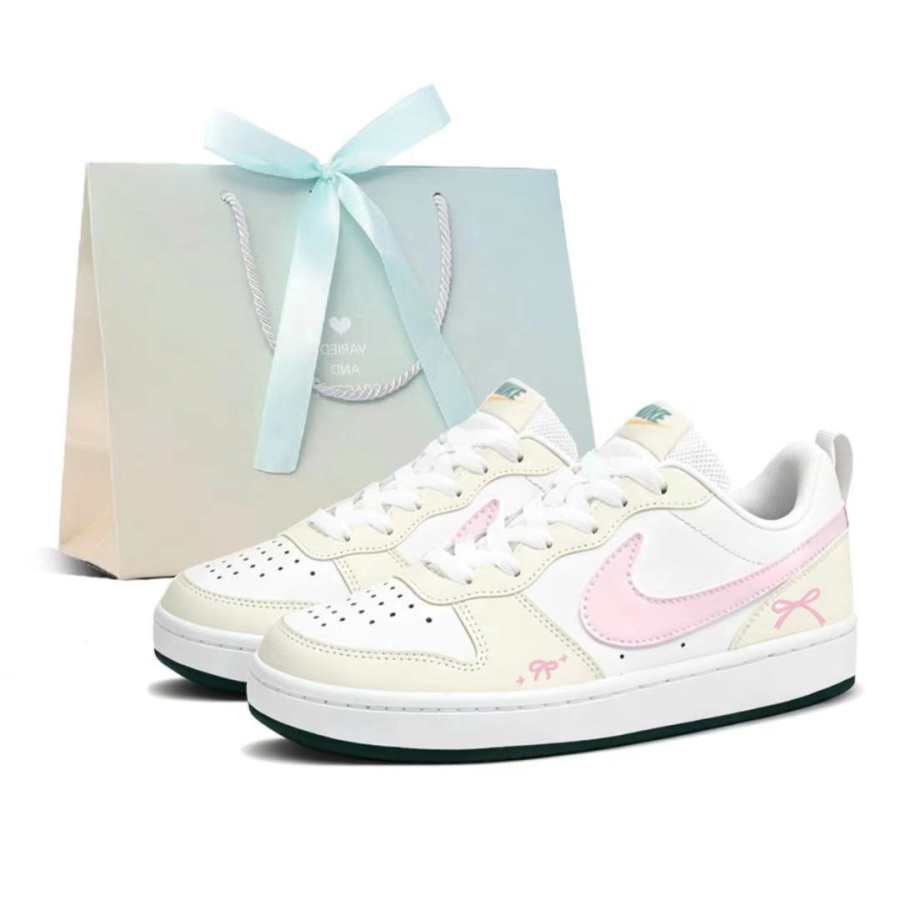 Nike Nike Court Borough 2 Butterfly Reverie Leather Slip Resistant Abrasion Resistant Low top Kids' Skateboarding Shoes