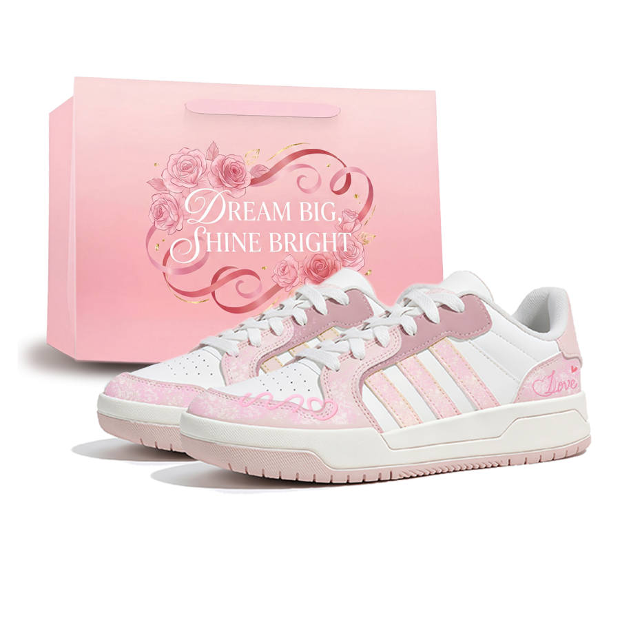 Adidas Adidas ENTRAP Pink Letter Love Confession Synthetic Leather Lightweight Height Increasing Low top Skateboard Shoes
