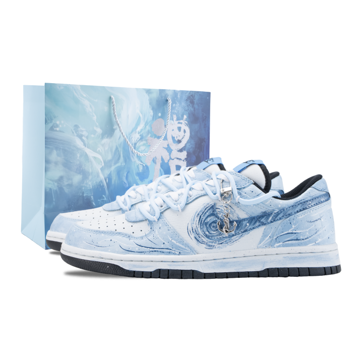 Nike Nike Big Deep Sea Letter Slip Resistant Abrasion Resistant Low top Skateboard Shoes Men's Blue White