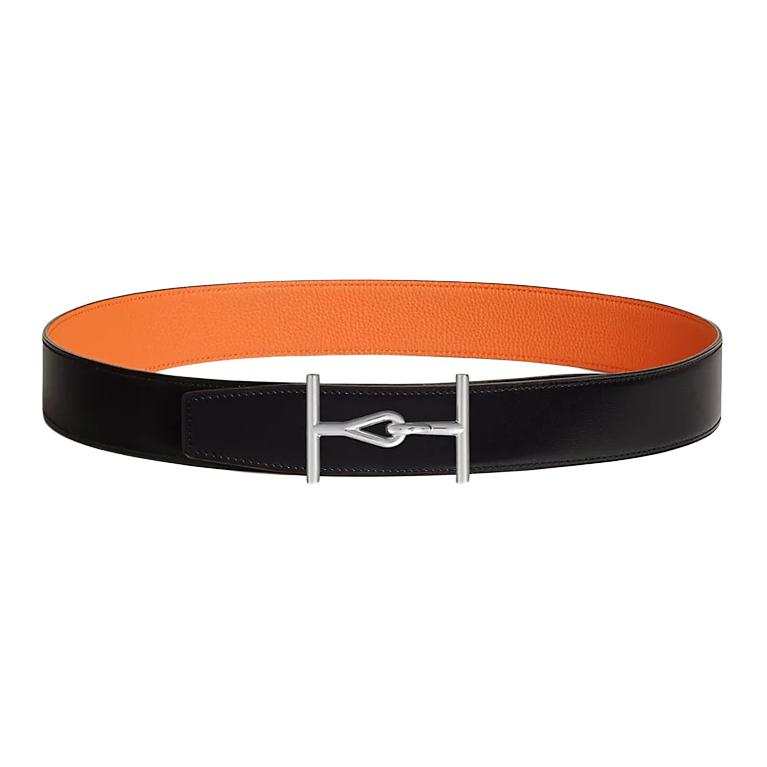 HERMES HERMES Jumbo Calfskin Leather Belts Men's Width 3.8cm