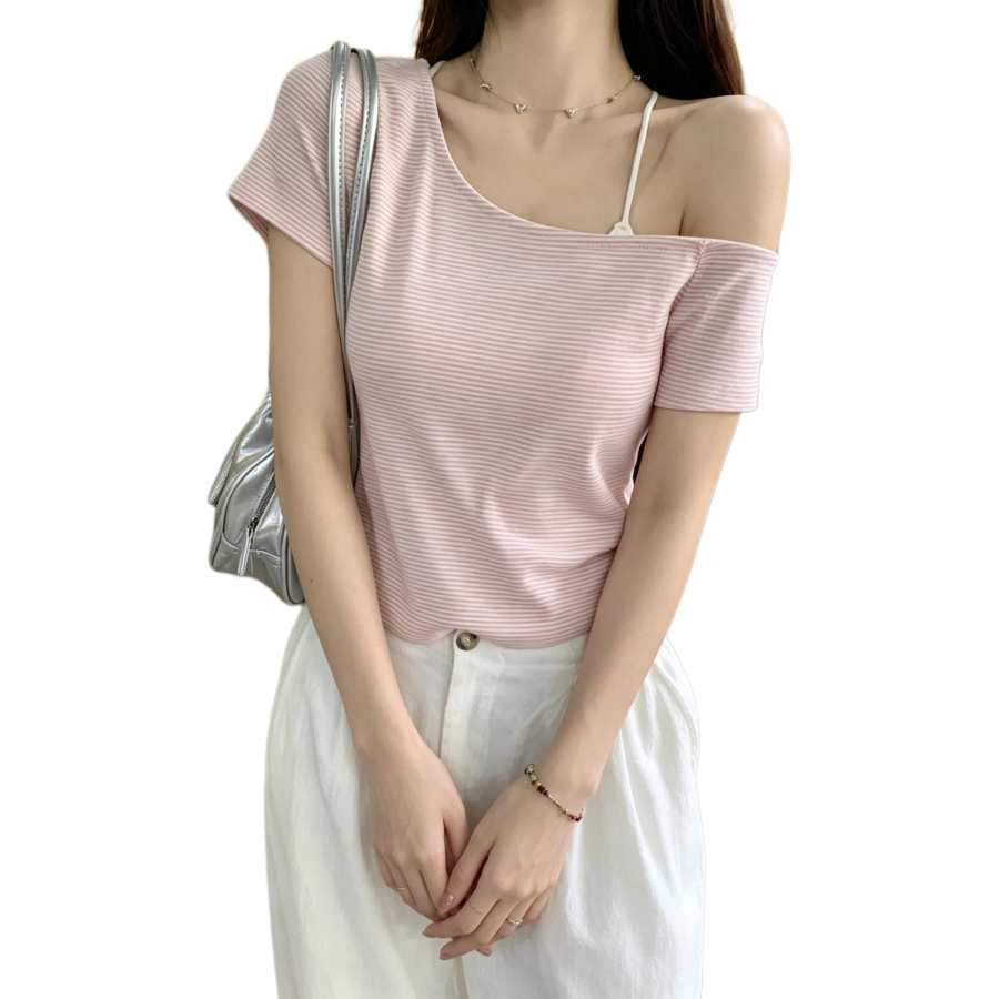 JBBCN JBBCN T Shirts Women's Asymmetrical Shoulder Thin Other