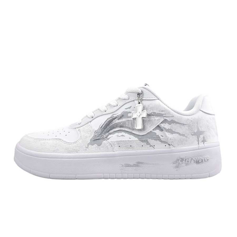 Li-Ning Li Ning Floating Boat Cushioning Breathable Low top Skateboard Shoes Unisex Gray White