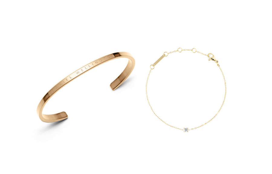 DW/DanielWellington Daniel Wellington Synthetic Cubic Zirconia Alloy Bangles Unisex Champagne Gold