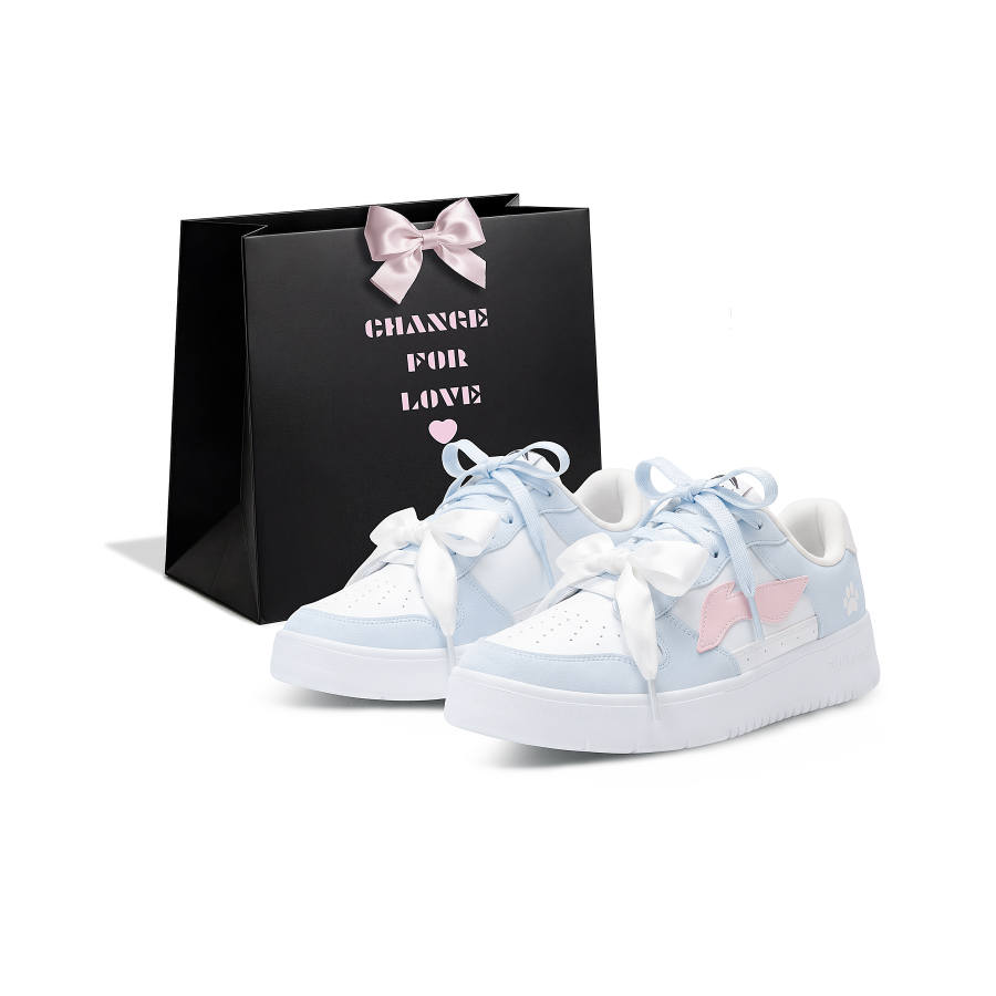Li-Ning Li Ning Floating Boat Abrasion Resistant Lightweight Low top Skateboard Shoes Women's Blue Pink