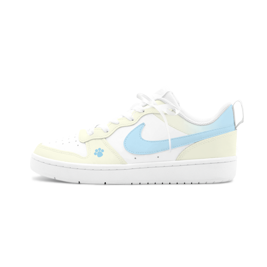 Nike Nike Court Borough Stepping Flower, Cream Yellow Crampons Cushioning Abrasion Resistant Low top
