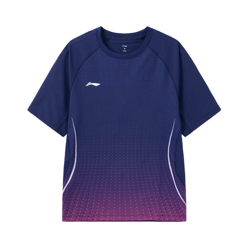 Li-Ning Li Ning T Shirt Women's Image Blue/Vibrant Pink Positioning All Over Print
