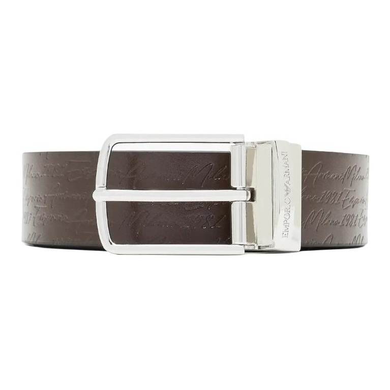 EMPORIO ARMANI Cow Leather Belts Men's Brown Width 3.5cm