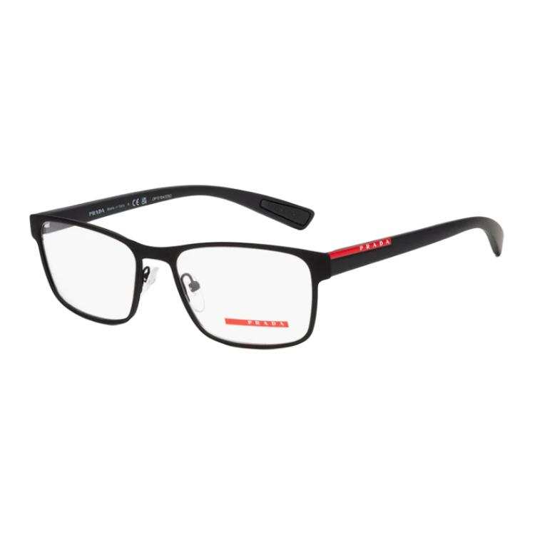 PRADA PRADA Rubber Square Prescription Glasses Men's Black