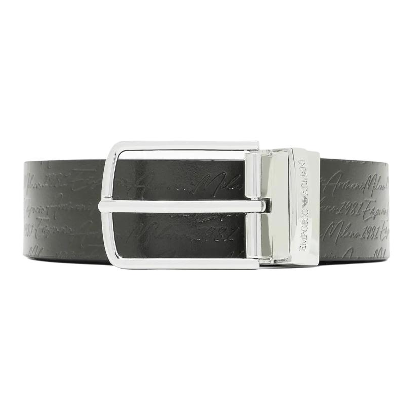 EMPORIO ARMANI Cow Leather Belts Men's Black Width 3.5cm