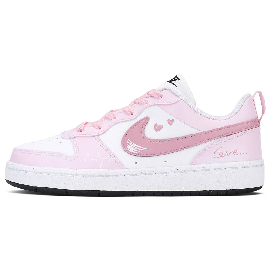 Nike Nike Court Borough GS Pink Heart To Heart, Couple Exclusive Lightweight Breathable Low top Skateboard Shoes Women's
