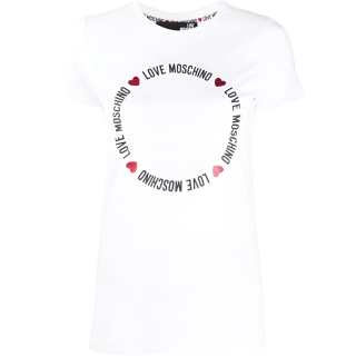 LOVE MOSCHINO T Shirts Women's White Crew Neck Moderate Straight Fit