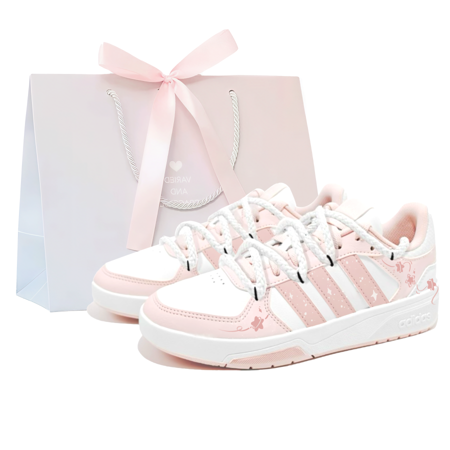 Adidas Adidas COURTBEAT Flowing Stars Synthetic Leather Low top Skateboard Shoes Unisex Pink White