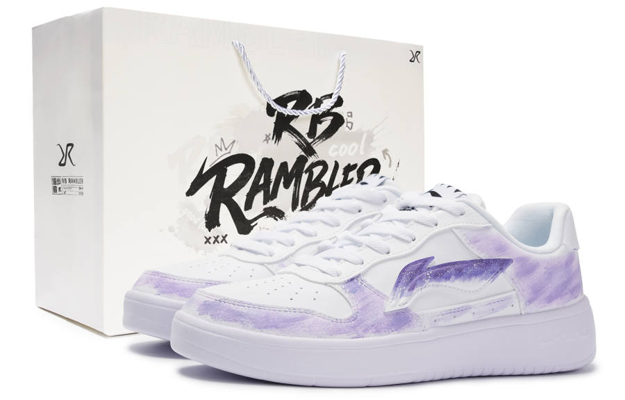 Li-Ning Li Ning Floating Boat Lightweight Breathable Low top Skateboard Shoes Men's Purple White