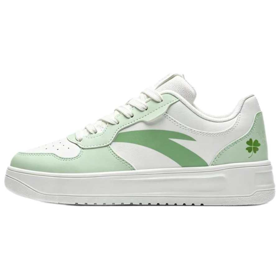 Anta Easy Lucky Four Leaf Clover Synthetic Leather Slip Resistant Low top Skateboard Shoes Women's Grass Green
