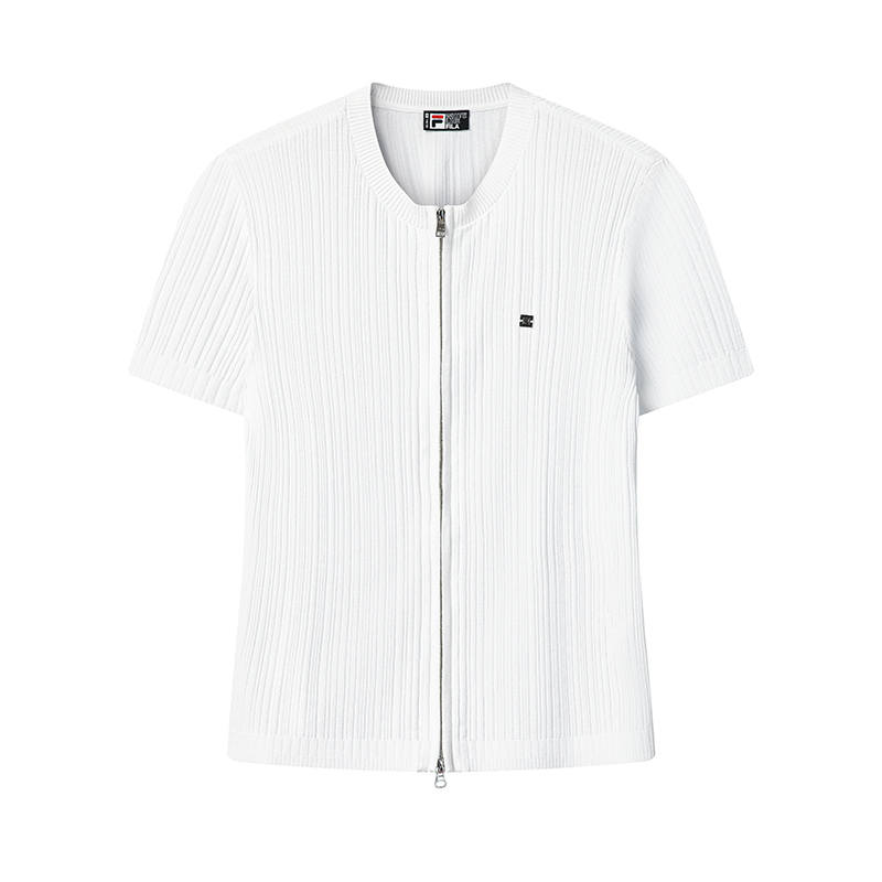 FILA WHITE Knitwear Women's Cloud White U Neck Moderate
