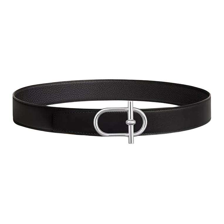 HERMES HERMES Ithaque Leather Calfskin Leather Belts Men's Width 3.8cm
