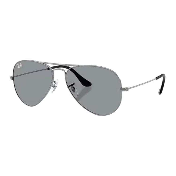 RayBan Metal Aviator Sunglasses Unisex Polished Gunmetal Gray