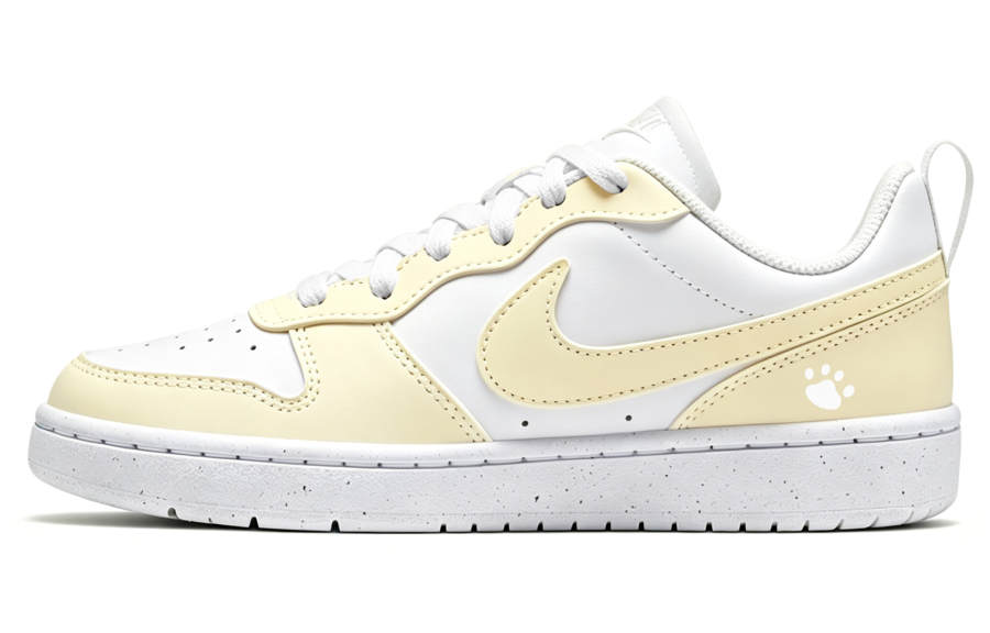 Nike Nike Court Borough Butter Cute Paw Support Low top Kids' Skateboarding Shoes White Yellow Teenagers
