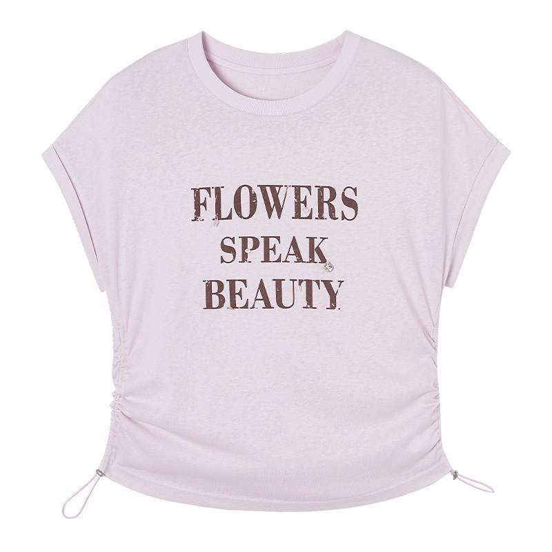 XIANGYING T Shirts Women's Purple Crew Neck Thin