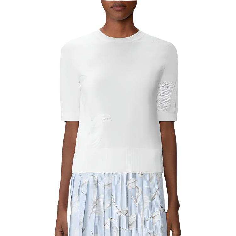 Thom Browne 4 Bar Stripes feather-intarsia T-shirt