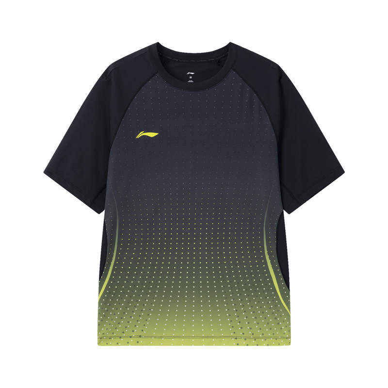 Li-Ning Li Ning T Shirt Women's Black With Digital Green Positioning All Over Print