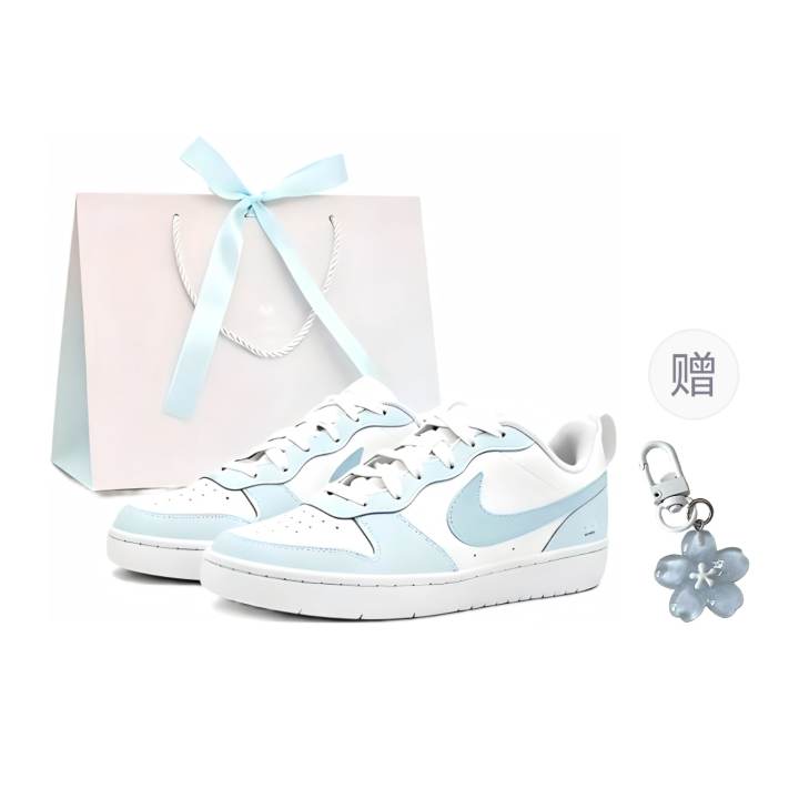 Nike Nike Court Borough Blue Island Summer Leather Cushioning Abrasion Resistant Support Low top Kids' Skateboarding Shoes