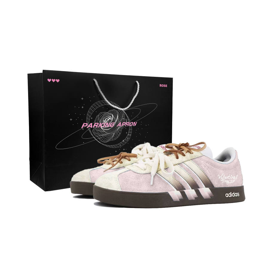 Adidas Adidas VL COURT 2.0 Pink Mist Love Letter Low top Skateboard Shoes Unisex Pink Yellow