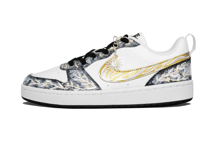 Nike Nike Court Borough Fire Tree Silver Flower Low top Kids' Skateboarding Shoes Black Teenagers