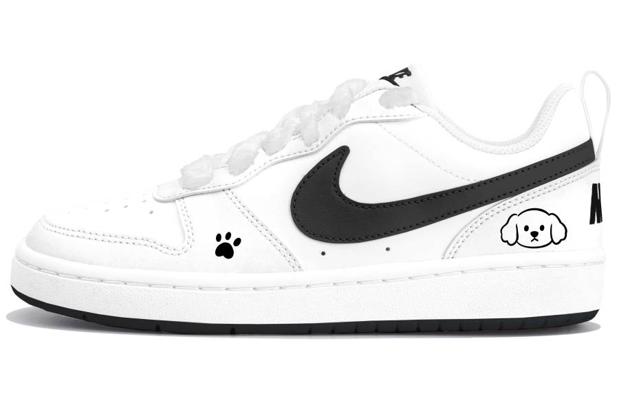 Nike Nike Court Borough Black Hook Gold Hair Low top Kids' Skateboarding Shoes Black Teenagers