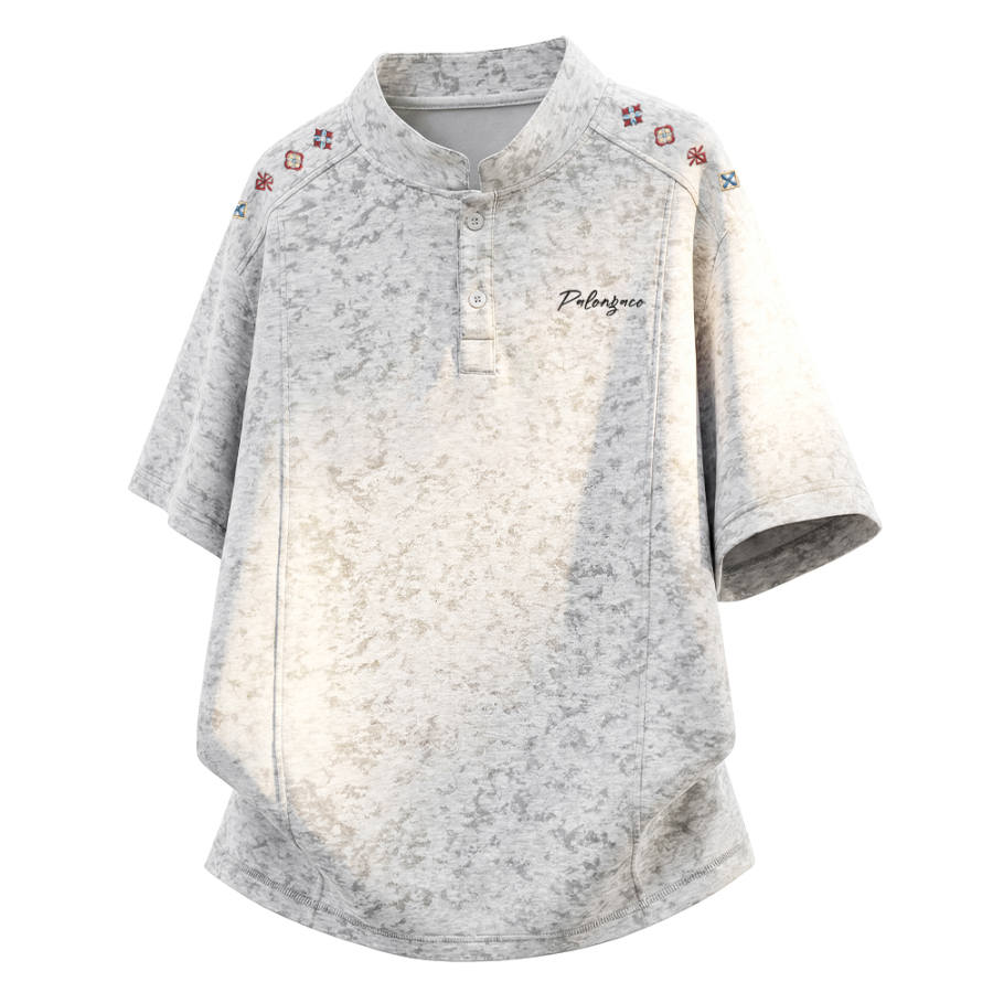 PAL ONGACO T Shirts Unisex Henry Collar Moderate Heavyweight