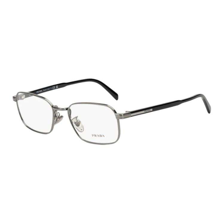 PRADA Metal Square Prescription Glasses Men's Gunmetal