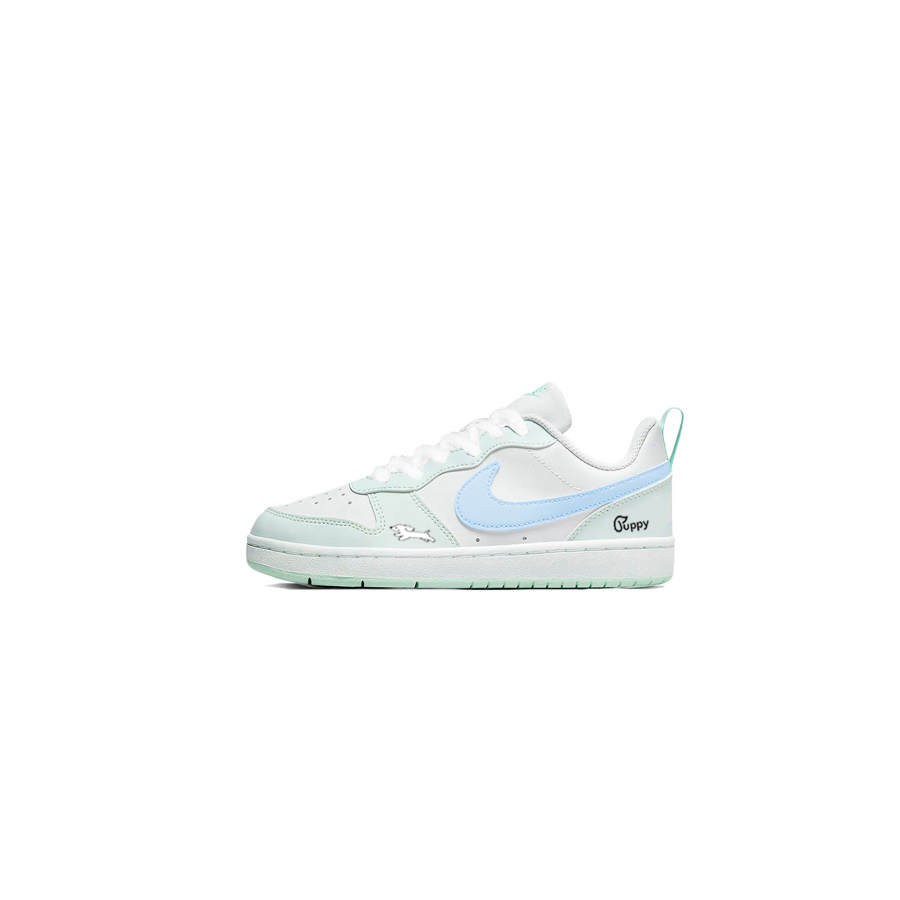 Nike Nike Court Borough Cyan Mist Wangu Synthetic Leather Low top Kids' Skateboarding Shoes White Teenagers
